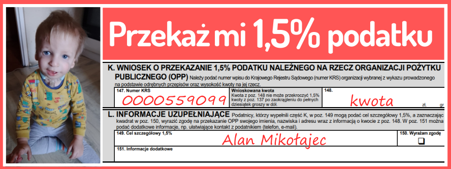 Przekaż 1.5% Alan Mikołajec